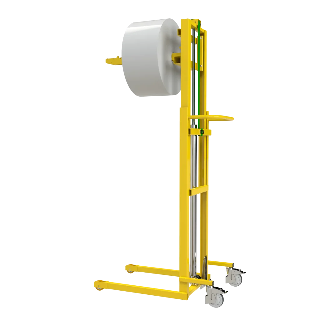 RL13 telescopic reel lifter, reel handling system, industrial reel lifting equipment