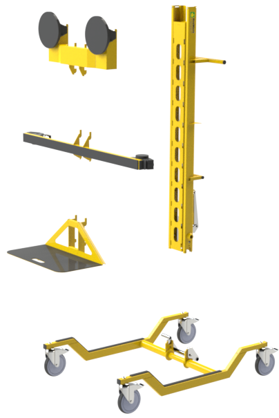 VanMate Glass and Windscreen lifting and moving equipment shown in its 5 parts VM1-KS02